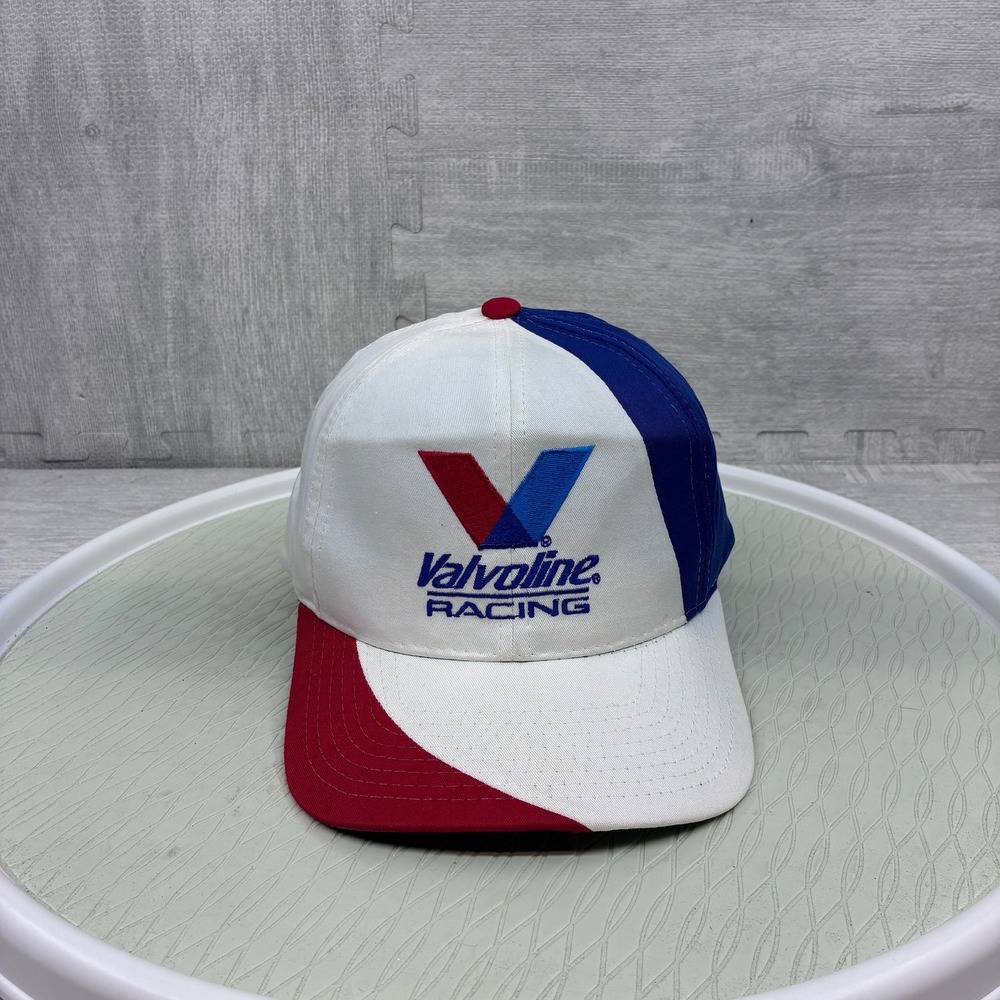 Vintage Valvoline Racing Hat‎ Cap Snapback Mens Colorblock Red White Blue